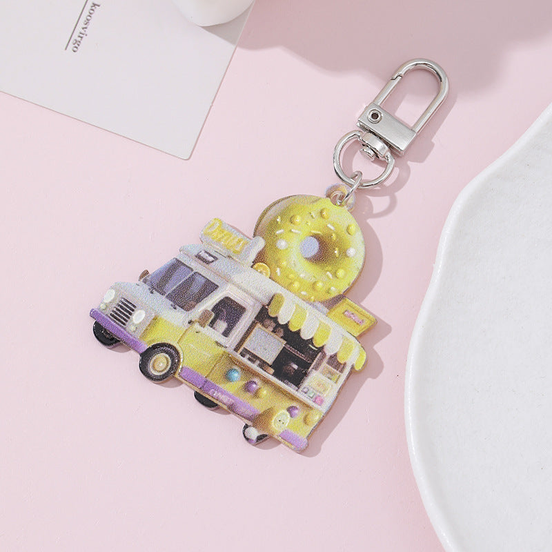 Wholesale 10pcs/ pack cute car donut hanging pendant diy mobile phone chain keychain